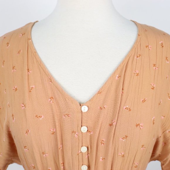 Arizona Jean Co Womens Small Smocked Waist Floral Crop Top Shirt - Picture 3 of 5